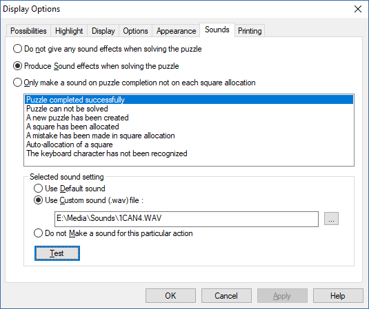 Confirmation sound options