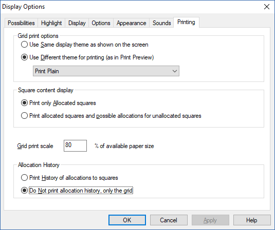 Options for printing